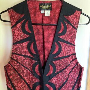 Katherine Houk Independent Designer Red and Black Vest, Cotton